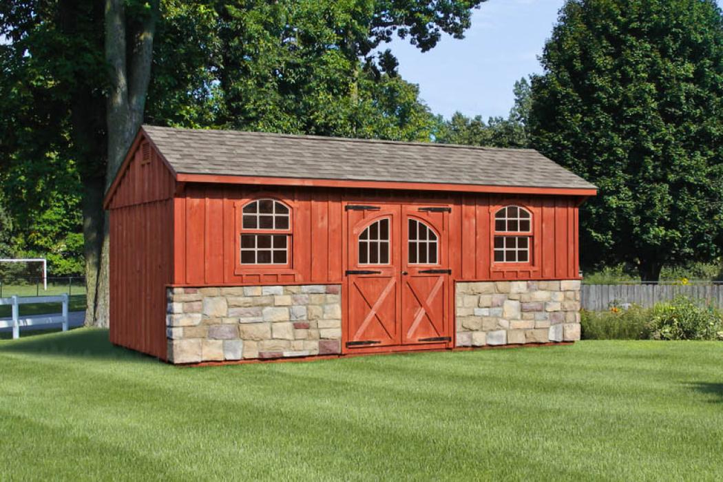 Stone Veneer Board & Batten: Quaker Shed | Lancaster Barns